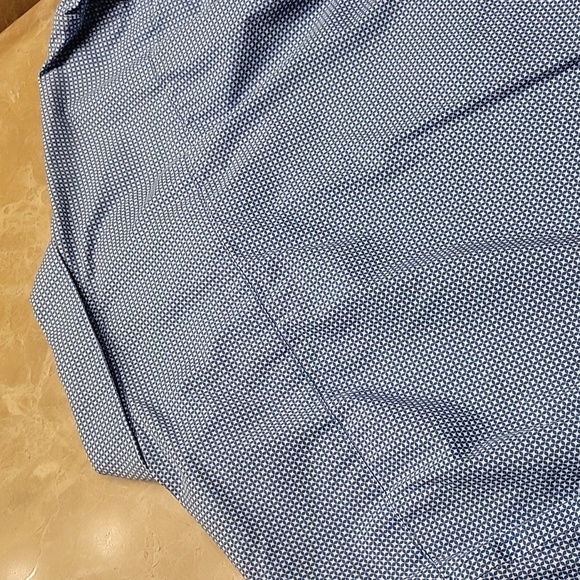 EGARA Slim Fit Non-Iron Blue & white micro check Long-sleeved Button-down Shirt, - Picture 8 of 11